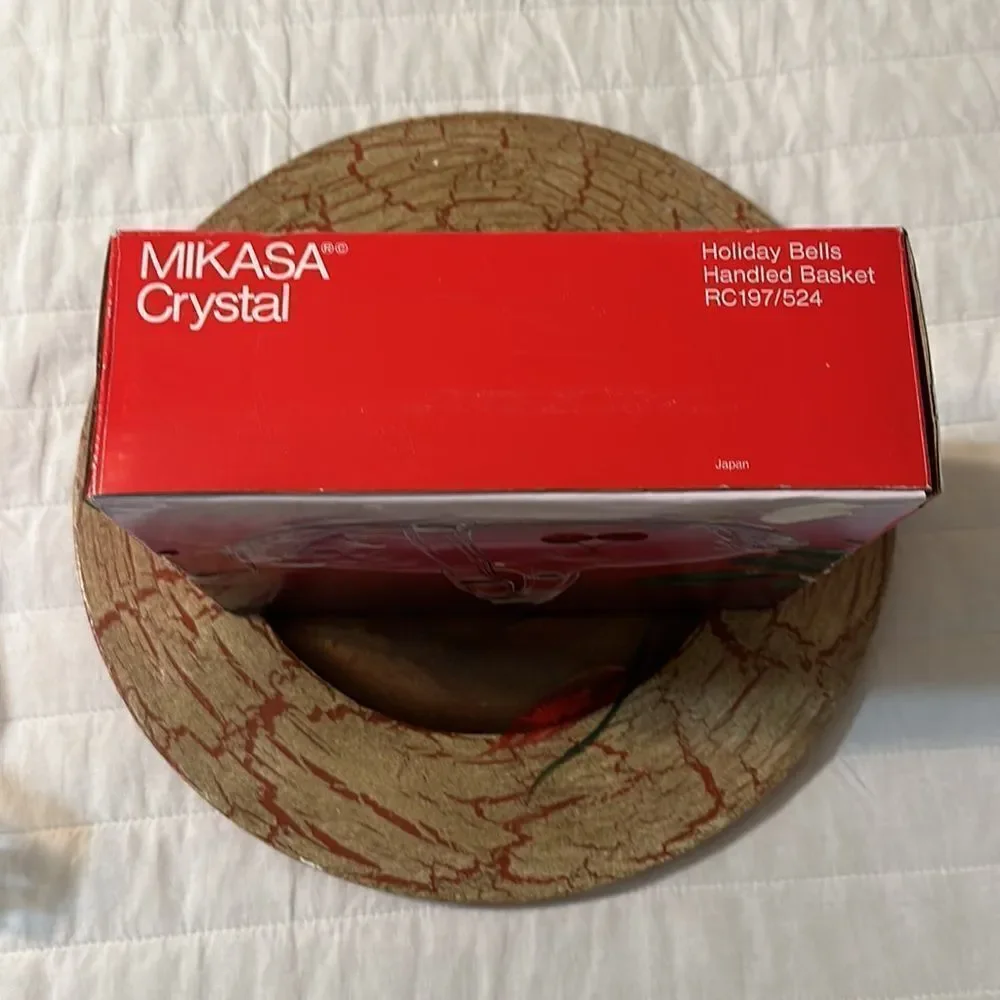 Mikasa Holiday Bells Handled Crystal Basket